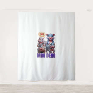 Moo Deng Baby Hippo Moo Deng Bouncy Cute Moo Dang  Tapestry