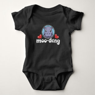 Moo Deng Bouncy Pig in Thai Picture Baby Hippo Baby Bodysuit