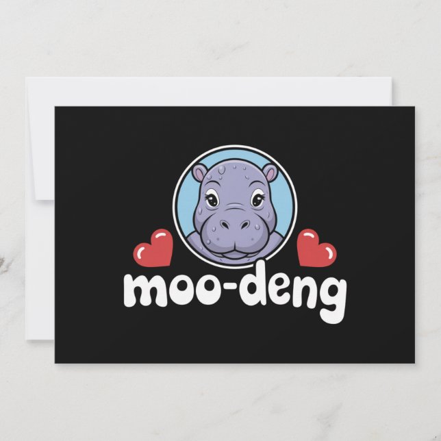 Moo Deng Bouncy Pig in Thai Picture Baby Hippo Invitation (Front)