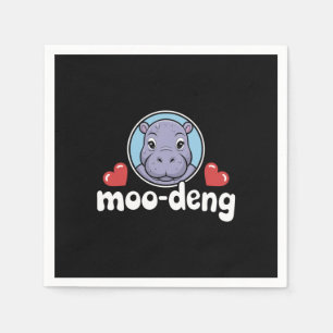 Moo Deng Bouncy Pig in Thai Picture Baby Hippo Napkins