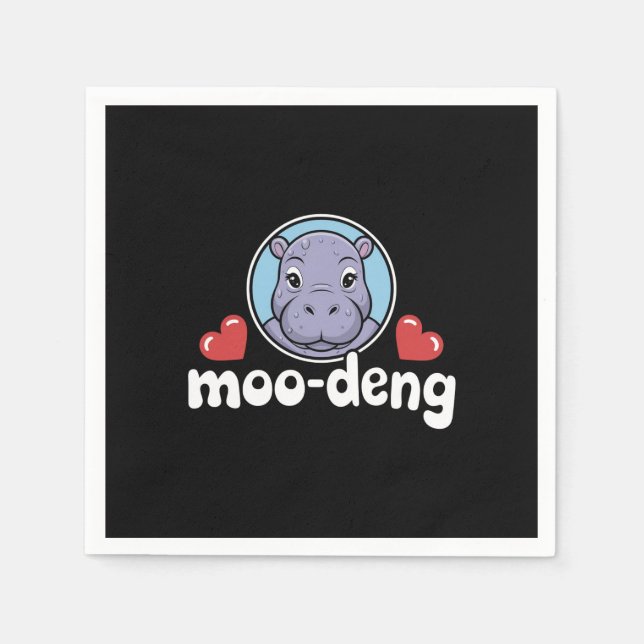 Moo Deng Bouncy Pig in Thai Picture Baby Hippo Napkins (Front)
