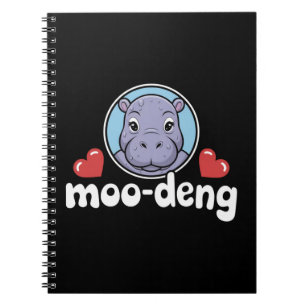 Moo Deng Bouncy Pig in Thai Picture Baby Hippo Notebook