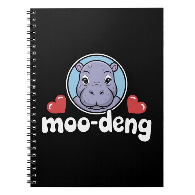 Moo Deng Bouncy Pig in Thai Picture Baby Hippo Notebook (Front)