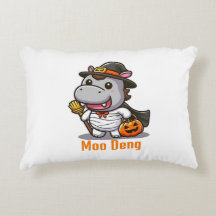 Moo Deng Halloween Pillow