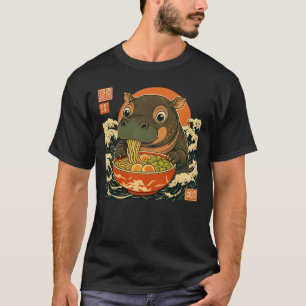 Moo Deng hippo eat ramen for japanese style  T-Shirt