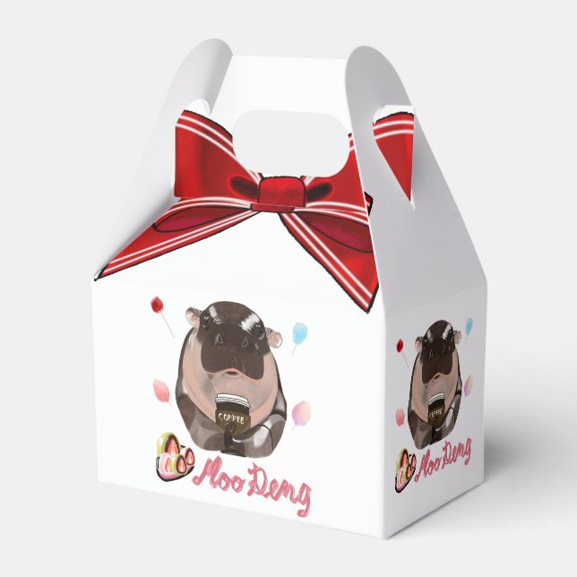 Moo Deng Hippo  Favor Boxes (Front Side)