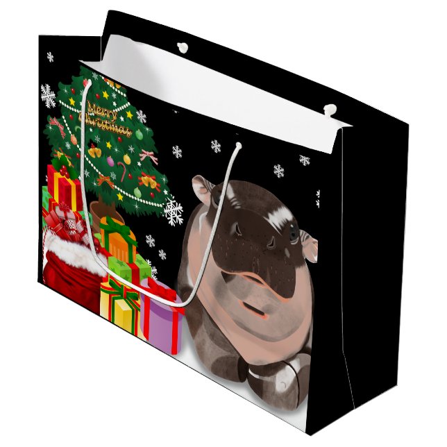 Moo Deng Hippo Large Gift Bag (Front Angled)