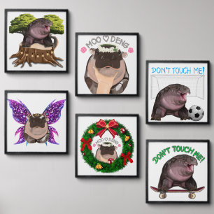 Moo Deng Hippo Peel And Stick Photo Tile