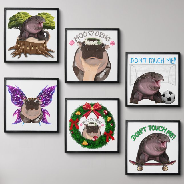 Moo Deng Hippo Peel And Stick Photo Tile (Front Set)