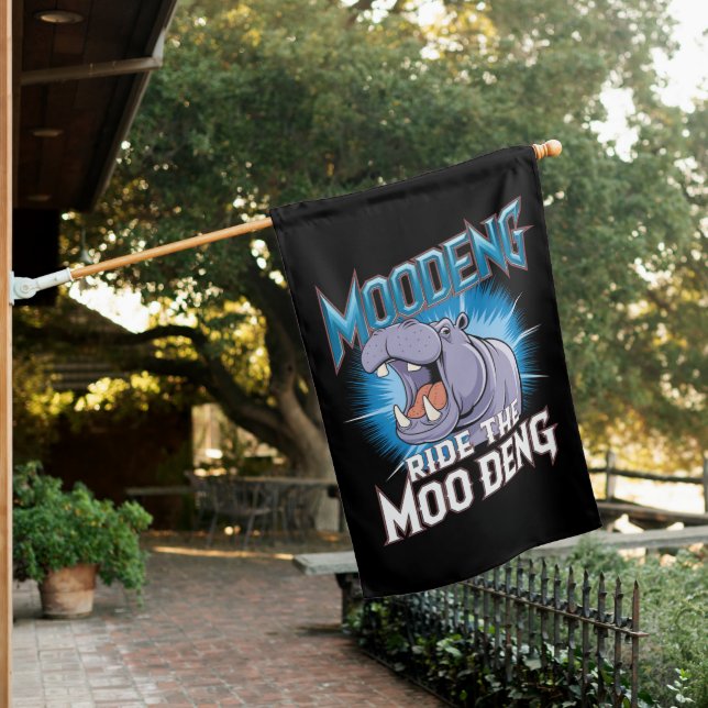 MOO DENG Hippo Ride The MOO DENG House Flag (In SItu)