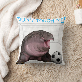 Moo Deng Hippo Throw Pillow