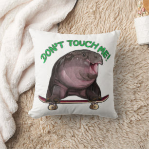 Moo Deng Hippo Throw Pillow