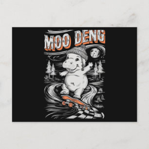 Moo Deng: Playful Hippo Riding a Skateboard Postcard