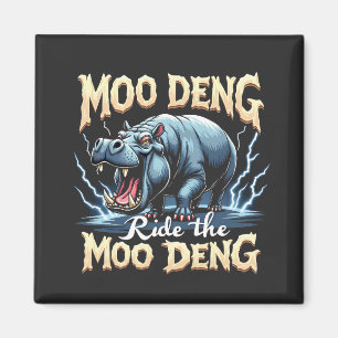 Moo Deng Ride the Moo Deng Funny Hippo Magnet