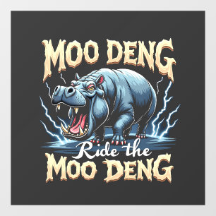 Moo Deng Ride the Moo Deng Funny Hippo Window Cling