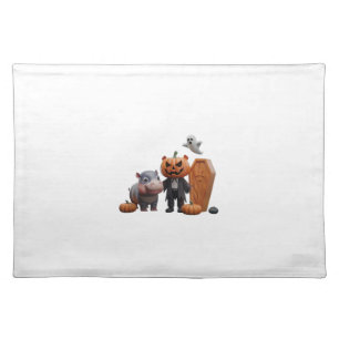 Moo Deng’s Halloween Party of Pumpkins and Fun! Ta Cloth Placemat