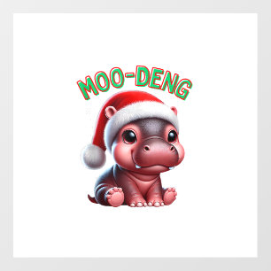Moo-Deng Santa Christmas Funny Cute Baby Pygmy Hip Wall Decal
