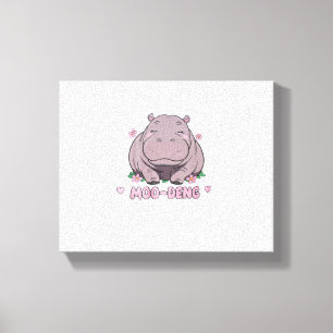 Moo-Deng The Famous Cute Baby Hippopotamus in Thai Canvas Print