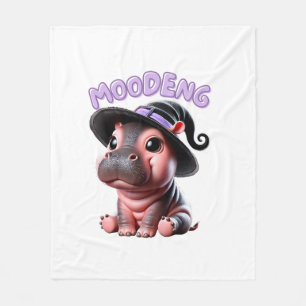 Moo-Deng Witch Halloween Hippo Cute Baby Pygmy Hip Fleece Blanket