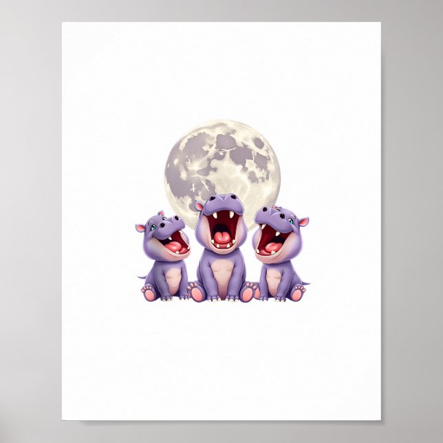 moo deng with the moon Moo Deng Funny Moo-Deng Mem Poster (Front)