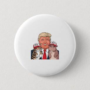 Moo Dengs Trump Trio Cat Hippo and Pet Safety Goal Button