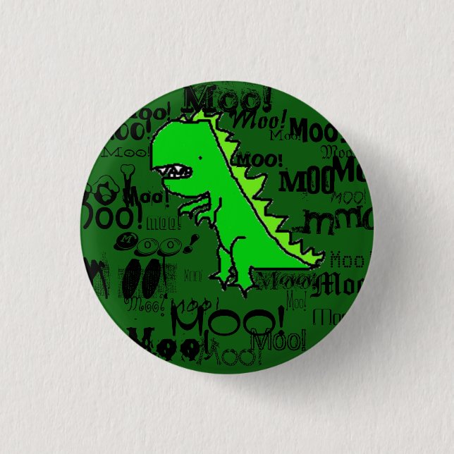 Moo! Dinosaur Pinback Button (Front)