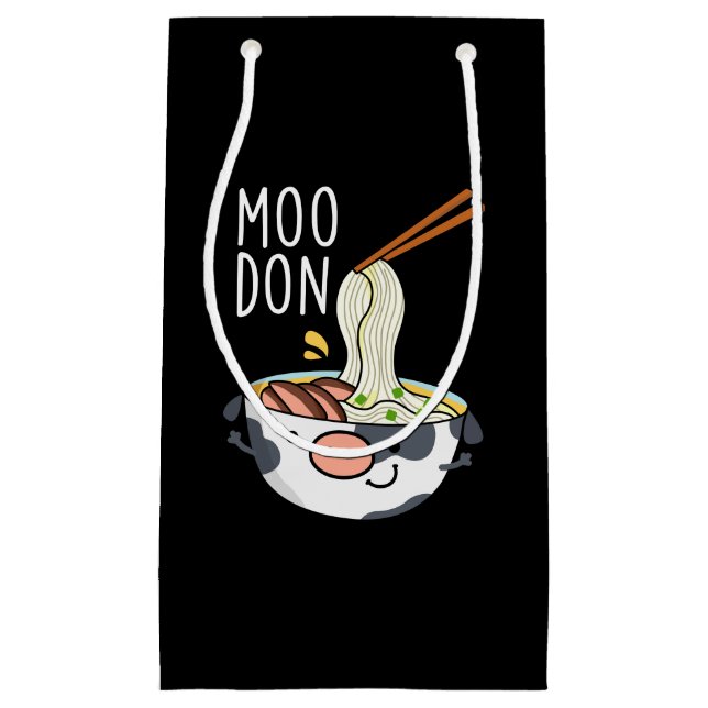 Moo-don Funny Udon Pun Dark BG Small Gift Bag (Front)