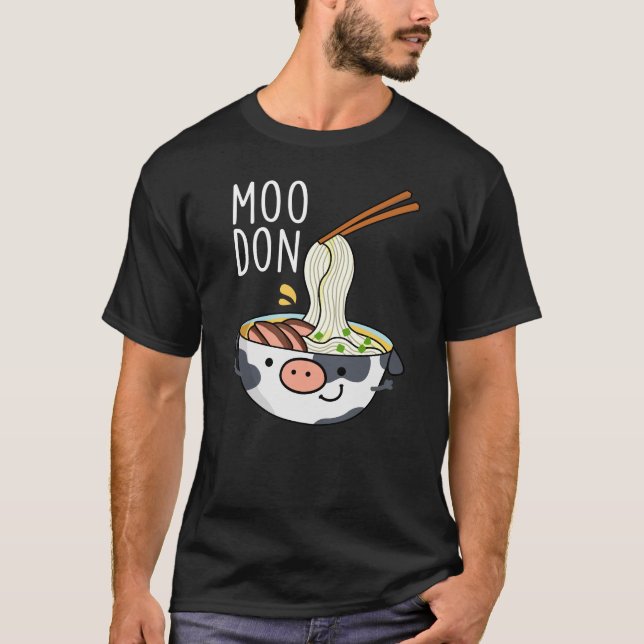 Moo-don Funny Udon Pun Dark BG T-Shirt (Front)