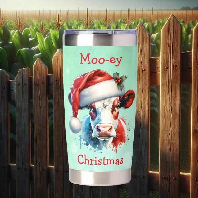 Moo-ey Christmas and Happy New Year Cow Insulated Tumbler (Creator Uploaded)