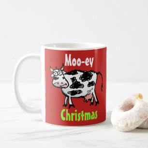 Moo-ey Christmas Funny Cow Mug