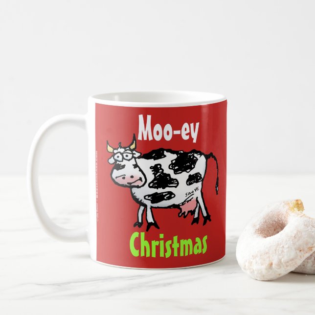 Moo-ey Christmas Funny Cow Mug (With Donut)