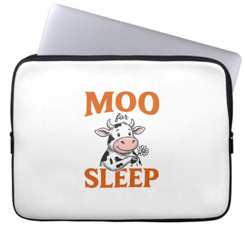 Moo For Sleep Cute Cow Vintage Shirt Design Laptop Sleeve