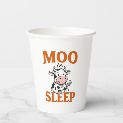 Moo For Sleep Cute Cow Vintage Shirt Design Paper Cups