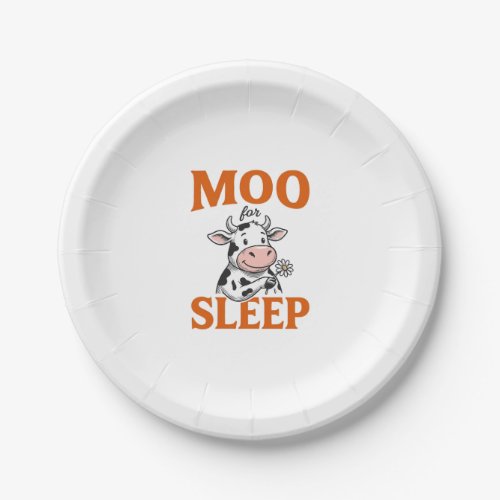 Moo For Sleep Cute Cow Vintage Shirt Design Paper Plates