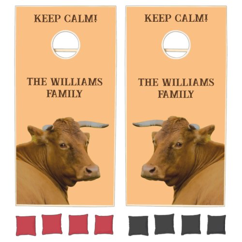 Moo Fun keep calm cow Cornhole Set