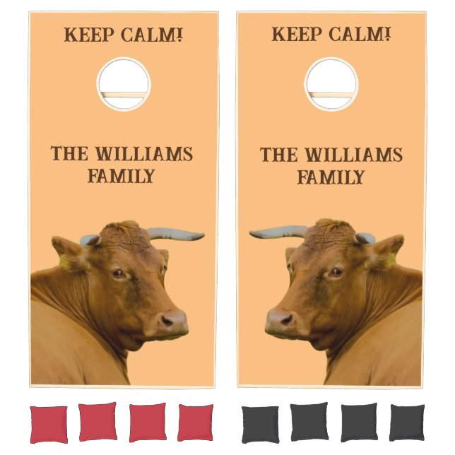 Moo! Fun "keep calm" cow Cornhole Set (Set)