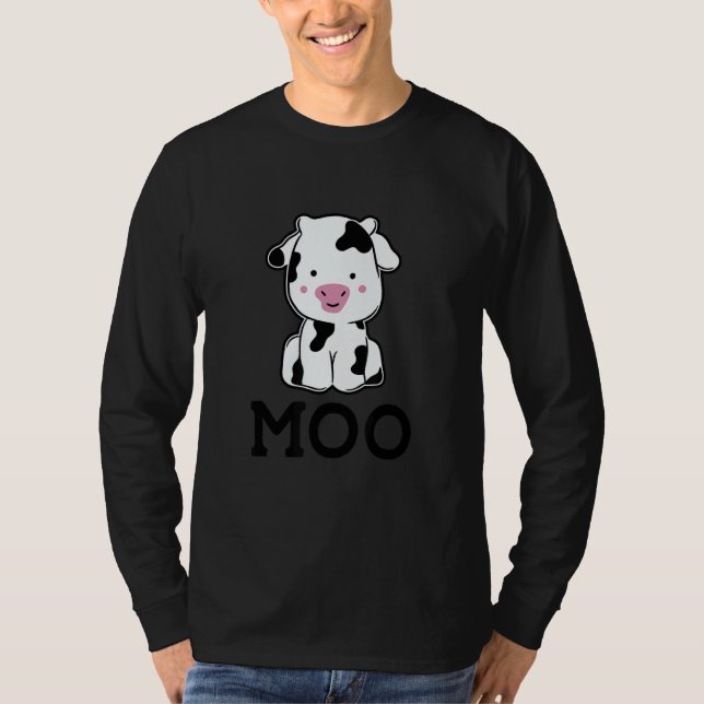 Moo Graphic Agriculture Agriculteur Farmer Tractor T-Shirt (Front)