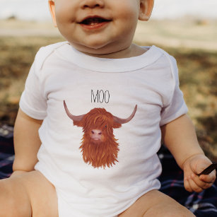 Moo Highland Cow,  Baby Bodysuit