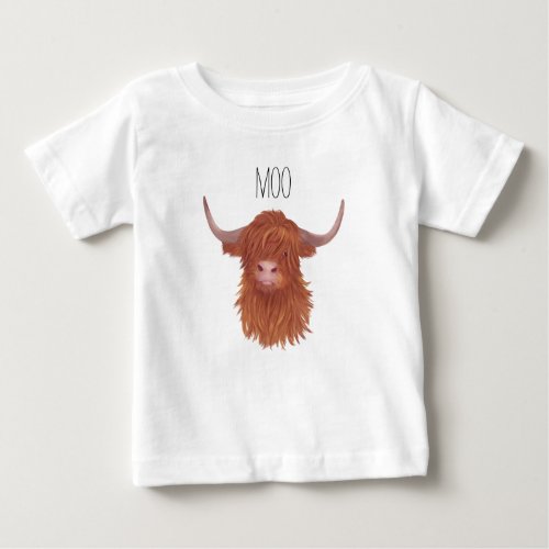 Moo Highland Cow Baby T_Shirt