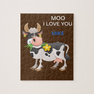 "MOO" I LOVE YOU COW PUZZLE PERSONALIZED.