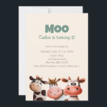 Moo I’m Turning Two Cute Cow Second Birthday Invitation<br><div class="desc">A silly cow design makes these second birthday invites cute and humorous! Perfect for moo I’m two parties.</div>