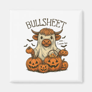 Moo... I Mean Boo Bullsheet Cow Ghost Halloween 1 Magnet