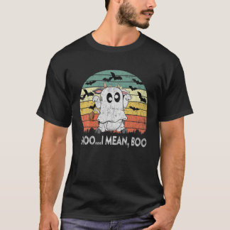 Moo I Mean Boo Ghost Cow Ghost Cow Halloween Vinta T-Shirt