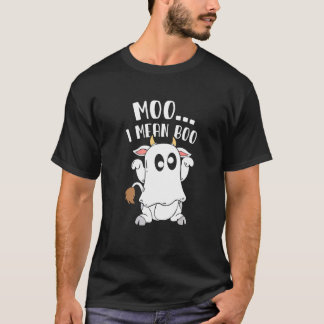 Moo I Mean Boo Ghost Cow Halloween T-Shirt