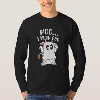 Moo I Mean Boo Ghost Cow Halloween T-Shirt