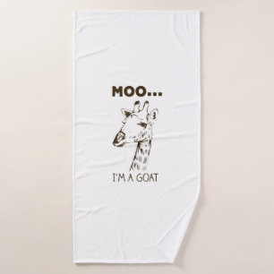 Moo I'm A Goat Funny Graphic Giraffe Vintage Bath Towel