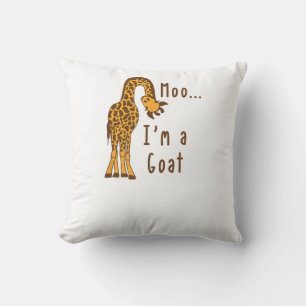 Moo I'm A Goat Giraffe Farm Animal Throw Pillow