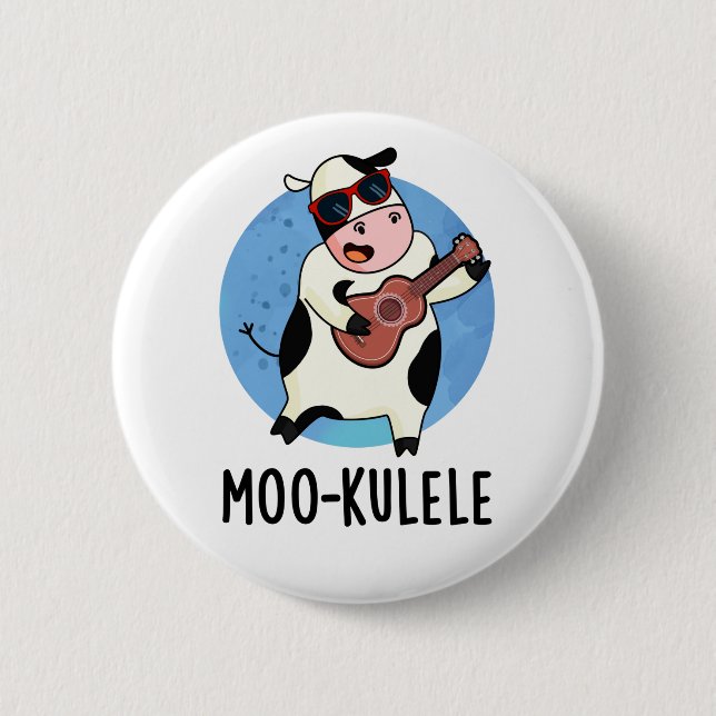 Moo-kulele Funny Ukulele Cow Pun  Button (Front)
