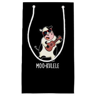 Moo-kulele Funny Ukulele Cow Pun Dark BG Small Gift Bag