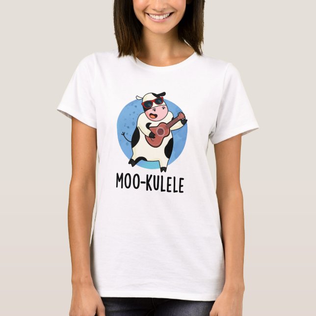 Moo-kulele Funny Ukulele Cow Pun  T-Shirt (Front)